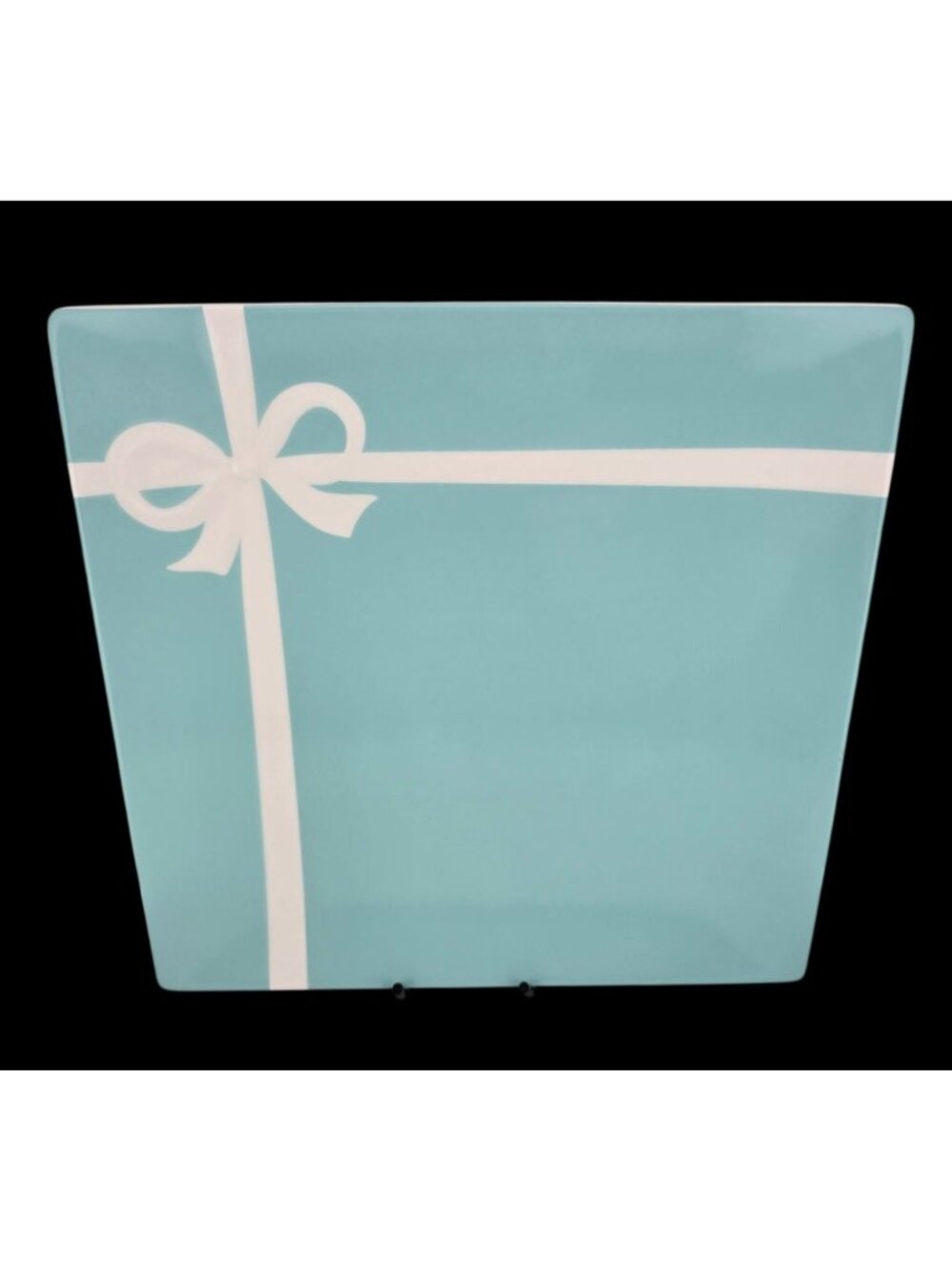 TIFFANY & Co Blue Box Plate Bone China Porcelain White Ribbon Square 10" Plate - Picture 3 of 11